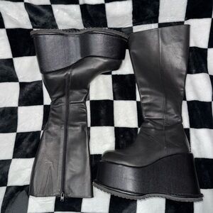 Black Platform Knee-High Boots